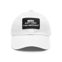 Load image into Gallery viewer, DCYG NERDS White Logo Dad Hat with Black Leather Patch