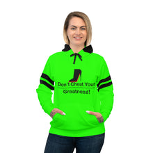 Load image into Gallery viewer, DCYG Black Red Bottoms & Neon Green Hoodie (AOP)