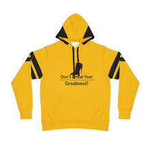 Load image into Gallery viewer, DCYG Black Red Bottoms & Yellow Hoodie (AOP)