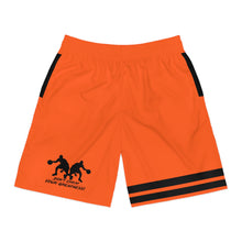 Load image into Gallery viewer, DCYG Dbl Basketball Players Black & Neon Orange Men's Shorts