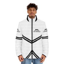 Load image into Gallery viewer, DCYG NERDS Unisex Black logo & White Puffer Jacket (AOP)