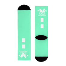 Load image into Gallery viewer, DCYG Dbl Basketball Players Mint Green & White Crew Socks (EU)