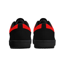 Load image into Gallery viewer, DCYG G4's Black & Red, Black Sole Low-Top Leather Sneakers