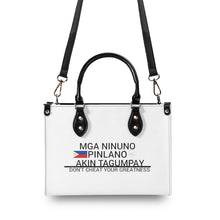 Load image into Gallery viewer, Ancestors Filipino, Black Logo ,Flag & White and Black Stripes Multiple Sizes Upgraded Luxury Women PU Leather Handbag