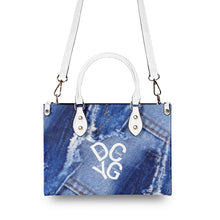 Load image into Gallery viewer, DRIP LO White Logo & Denim Multiple Sizes Upgraded Luxury Women PU Leather Handbag