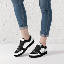 Load image into Gallery viewer, DCYG G4's Black & White ,Black Sole Low-Top Leather Sneakers