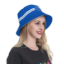 Load image into Gallery viewer, Royalty 24 White Logo ,Stripes & Blue Reflective Bucket Hat