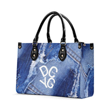 Load image into Gallery viewer, DRIP LO White Logo & Denim Multiple Sizes Upgraded Luxury Women PU Leather Handbag