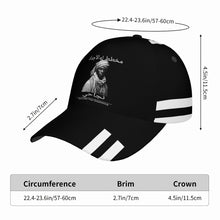 Load image into Gallery viewer, Ancestors Muslim, Male, White Logo, Stripes & Black Curved Brim Baseball Cap (AOP)