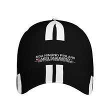 Load image into Gallery viewer, Ancestors Filipino White Logo & Black and White Stripes Curved Brim Baseball Cap (AOP)