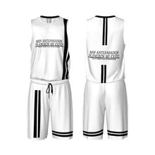 Load image into Gallery viewer, Ancestors Latino, Black Logo & Black and White Stripes Men’s Basketball Uniform Jersey Set