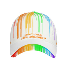 Load image into Gallery viewer, DCYG Drip Orange,Yellow,Green ,Purple & White Curved Brim Baseball Cap (AOP)