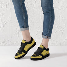 Load image into Gallery viewer, DCYG G4's Black & Gold, Black Sole Low-Top Leather Sneakers