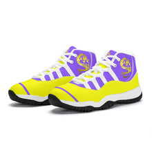 Load image into Gallery viewer, SWAN Yellow Dragon Logo, Purple, Yellow High Top Air Retro Sneakers - White