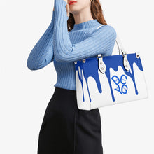 Load image into Gallery viewer, DRIP Blue Logo & White Multiple Sizes Upgraded Luxury Women PU Leather Handbag