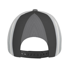Load image into Gallery viewer, Royalty 24 White Logo, Stripes & Grey Curved Brim Baseball Cap (AOP)
