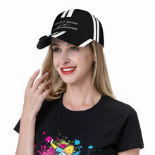 Load image into Gallery viewer, Ancestors, Muslim, White Logo,White Stripes & Black Curved Brim Baseball Cap (AOP)
