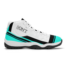 Load image into Gallery viewer, DONT D4X Black Logo ,Teal,Black Stripes & White High Top Air Retro Sneakers - White