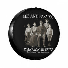Load image into Gallery viewer, Ancestors + Latino Family, White Logo, Black Tire cover