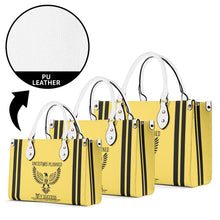 Load image into Gallery viewer, Ancestors Native, Black Logo , Stripes & Yellow Multiple Sizes Upgraded Luxury Women PU Leather Handbag