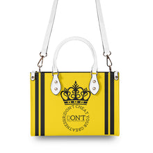 Load image into Gallery viewer, Royalty DON'T D4XV Black Logo ,Stripes & Gold Multiple Sizes Upgraded Luxury Women PU Leather Handbag