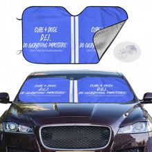 Load image into Gallery viewer, Cure 4 Doge White Logo, stripes & Blue Car Windshield Sunshade (multi-size)