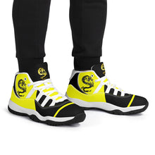 Load image into Gallery viewer, SWAN Yellow Dragon Logo,Black Logo & Yellow,Black High Top Air Retro Sneakers - White