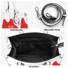 Load image into Gallery viewer, Ancestors Japanese, White Logo & Red and White Drip Multiple Sizes Upgraded Luxury Women PU Leather Handbag
