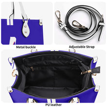 Load image into Gallery viewer, DCYG Navy Blue & White Multiple Sizes Upgraded Luxury Women PU Leather Handbag
