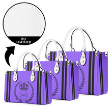 Load image into Gallery viewer, Royalty 24 Black Logo ,Stripes & Purple Multiple Sizes Upgraded Luxury Women PU Leather Handbag