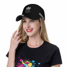 Load image into Gallery viewer, Royalty DON'T D4XV White Logo ,Stripies & Black Curved Brim Baseball Cap (AOP)