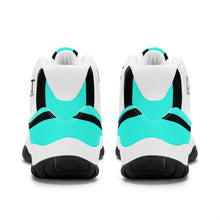 Load image into Gallery viewer, DONT D4X Black Logo ,Teal,Black Stripes & White High Top Air Retro Sneakers - White