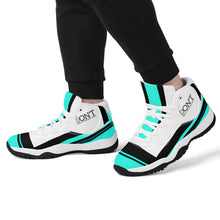 Load image into Gallery viewer, DONT D4X Black Logo ,Teal,Black Stripes & White High Top Air Retro Sneakers - White