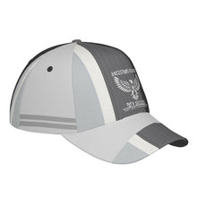 Load image into Gallery viewer, Ancestors Native, White Logo & Grey , White Stripes Curved Brim Baseball Cap (AOP)