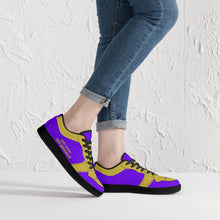 Load image into Gallery viewer, DCYG 4G's Purple & Gold, Black Sole Low-Top Leather Sneakers
