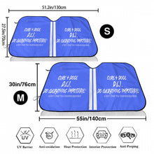 Load image into Gallery viewer, Cure 4 Doge White Logo, stripes & Blue Car Windshield Sunshade (multi-size)