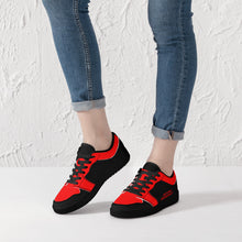 Load image into Gallery viewer, DCYG 4G's Black & Red, Black Sole Low-Top Leather Sneakers