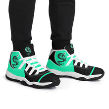 Load image into Gallery viewer, SWAN Mint Green Dragon Logo, Mint Green, Black High Top Air Retro Sneakers - White
