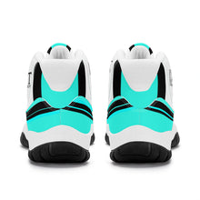 Load image into Gallery viewer, DONT D4X Black Logo ,Teal,Black Stripes & White High Top Air Retro Sneakers - White