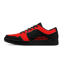 Load image into Gallery viewer, DCYG 4G's Black & Red, Black Sole Low-Top Leather Sneakers
