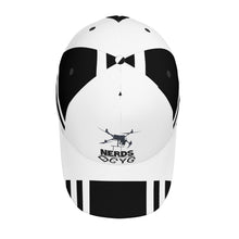 Load image into Gallery viewer, NERDS DRONE WEAR Black Logo , Stripes & Curved Brim Baseball Cap (AOP)