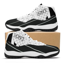 Load image into Gallery viewer, DX4 Black Logo. White ,Black Netting ,Design & White High Top Air Retro Sneakers - White