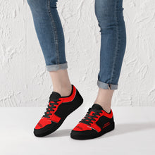Load image into Gallery viewer, DCYG G4's Black & Red, Black Sole Low-Top Leather Sneakers