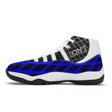 Load image into Gallery viewer, DX4 White Logo , Black, Blue Netting & White High Top Air Retro Sneakers - White