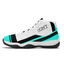 Load image into Gallery viewer, DONT D4X Black Logo ,Teal,Black Stripes & White High Top Air Retro Sneakers - White