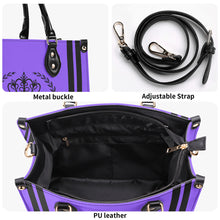 Load image into Gallery viewer, Royalty 24 Black Logo ,Stripes & Purple Multiple Sizes Upgraded Luxury Women PU Leather Handbag