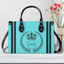 Load image into Gallery viewer, Royalty 24 Black Logo ,Stripes & Turquoise Multiple Sizes Upgraded Luxury Women PU Leather Handbag