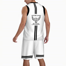 Load image into Gallery viewer, Ancestors Native, White Logo, Black Stripes & White Basketball Uniform Jersey Set