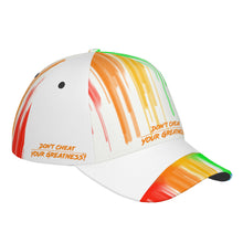 Load image into Gallery viewer, DCYG Drip Orange,Yellow,Green ,Purple & White Curved Brim Baseball Cap (AOP)