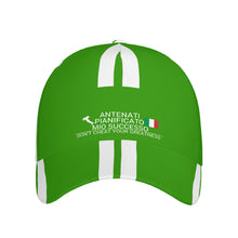 Load image into Gallery viewer, Ancestors Italian, White Logo, Flag, White Stripes & Green Curved Brim Baseball Cap (AOP)
